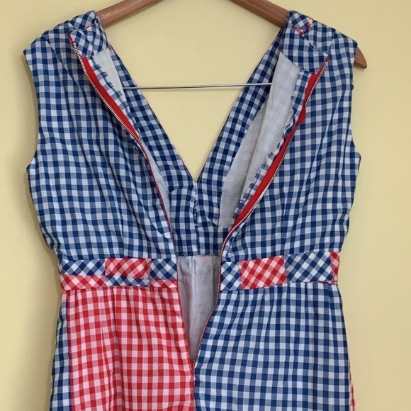 Vintage Beautiful Gingham Check Patchwork Maxi Handmade Sleeveless Maxi Dress S - Picture 16 of 17